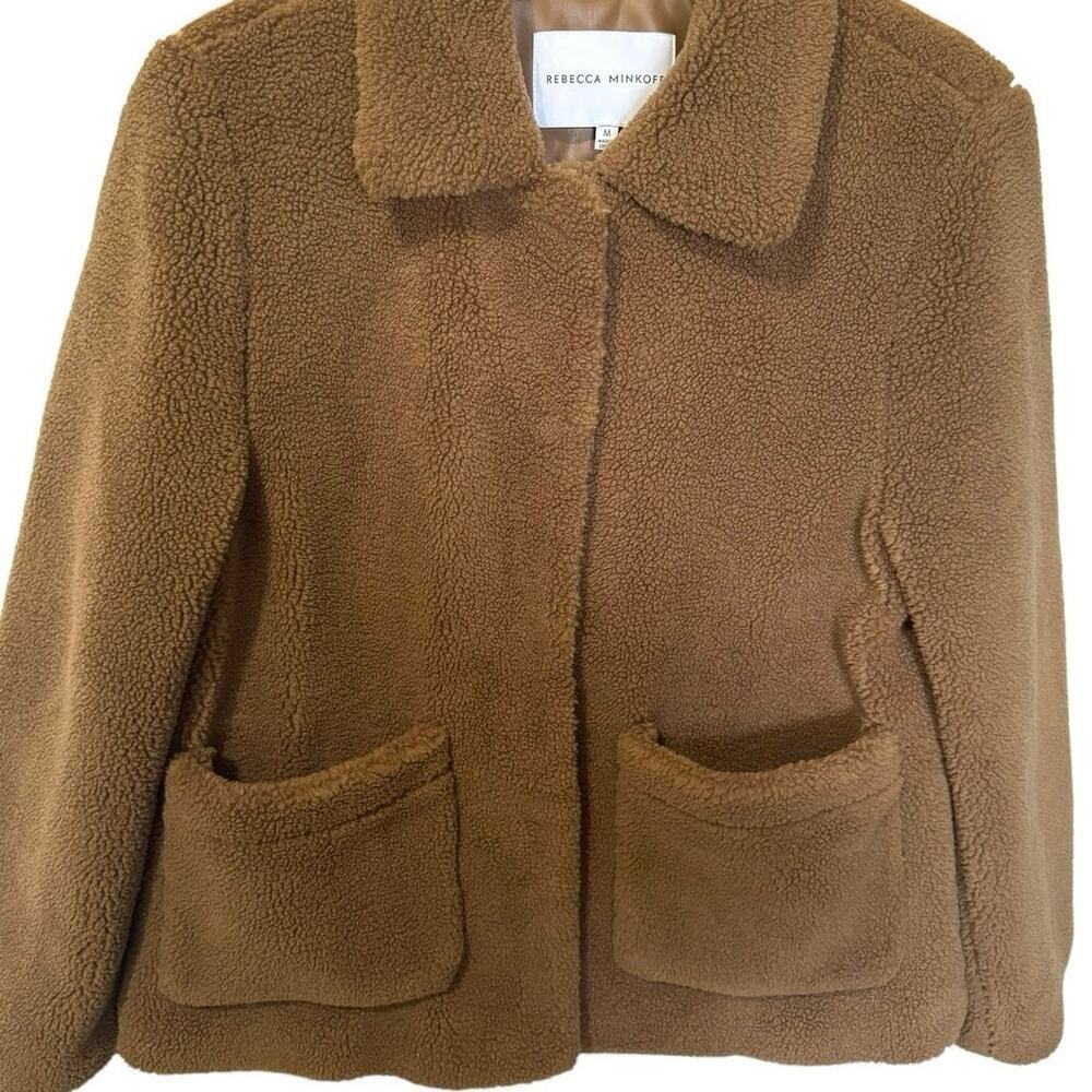 Rebecca Minkoff Harley Teddy Jacket Faux Shearling Brown Size Medium - Picture 3 of 9